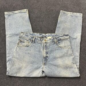 Vintage Carhartt Jeans Mens 38x30 Blue Flannel Lined Workwear Made USA 90s